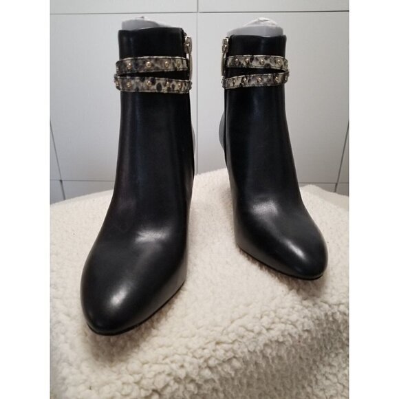 Essex Lane Womens Kami Black Ankle Boots w/Snake Embossed Print Bands Size 7.5 M - Picture 2 of 7
